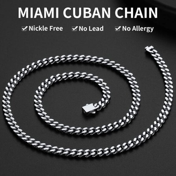 Stainless Steel Mens Cuban Link Chain Black Gold Miami Necklace Durable - Picture 2 of 7